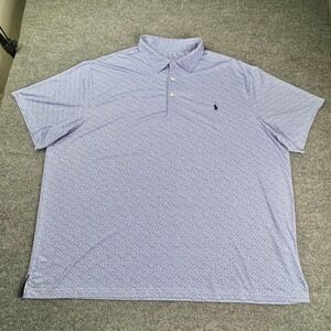 Polo Ralph Lauren Polo Mens 4XB Blue Floral Performance Wicking Short Sleeve